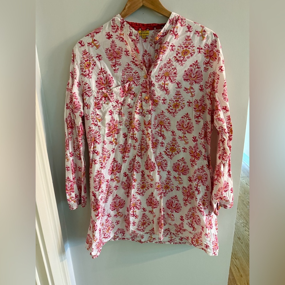 Roberta Roller Rabbit Pink and White Floral Tunic